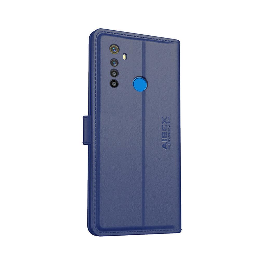 Realme 5 Aibex PU Leather Flip Cover Foldable Stand & Pocket Magnetic Closure - Aibex